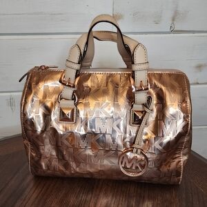 Michael Kors Grayson Metallic Rose Gold Medium Satchel